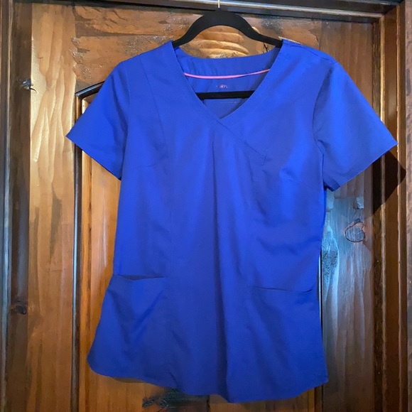 Healing Hands by Purple Label Jordan Mock Wrap Solid Scrub Top - Picture 2 of 6